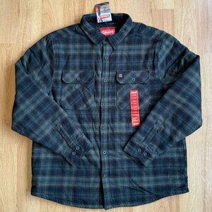 NWT Coleman Men’s Textured Sherpa Work/Shirt Jacket-Green Plaid